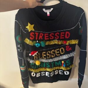 No Boundaries Black Christmas Sweater with Colorful Accents